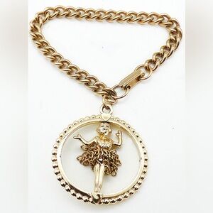 Gold-tone Chain Keychain with Pendant